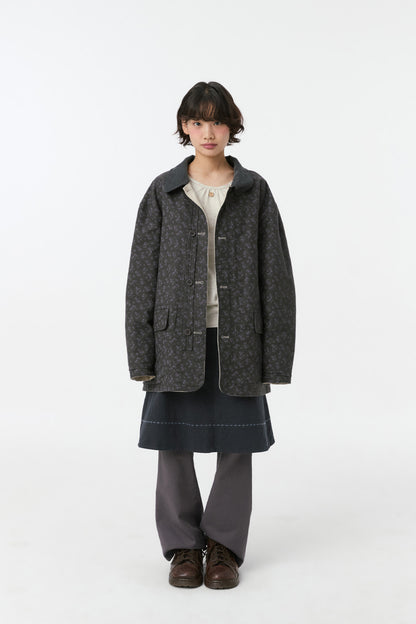 REVERSIBLE FLORAL COTTON JACKET, BEIGE