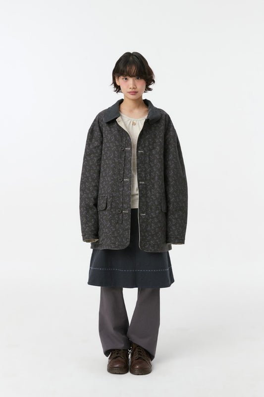 REVERSIBLE FLORAL COTTON JACKET, BEIGE