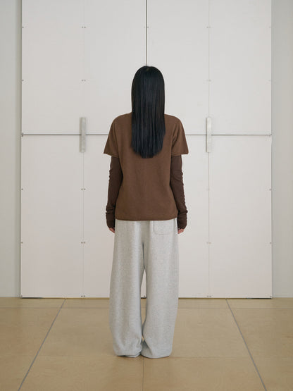 MARAN Cutoff Short Sleeve Pullover - Brown 商品画像16/21