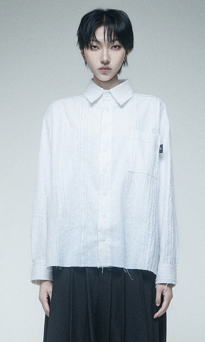 Reculer Cut-off cotton linen shirt(ホワイト) 商品画像6/6