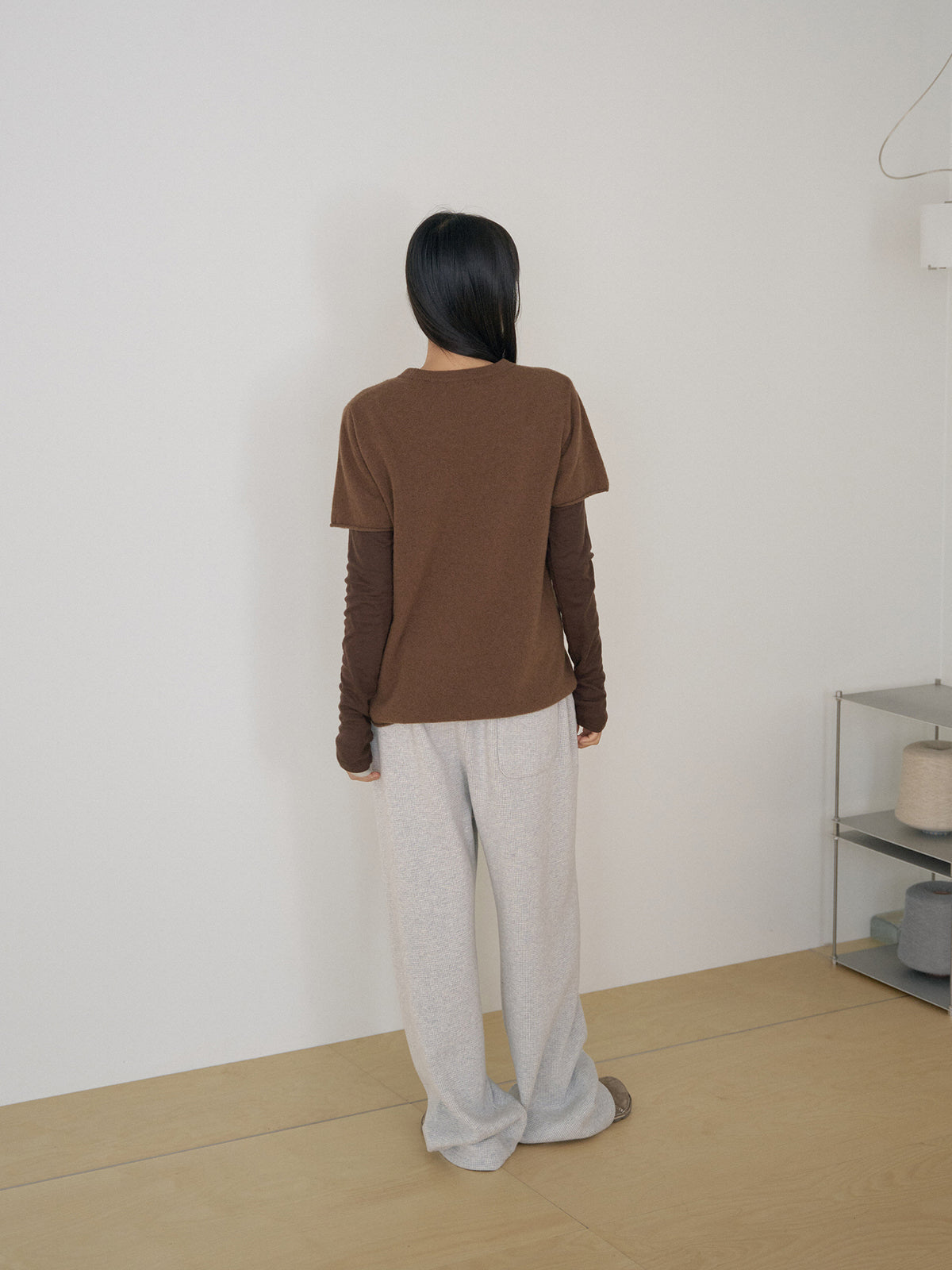 Cutoff Short Sleeve Pullover - Brown 9