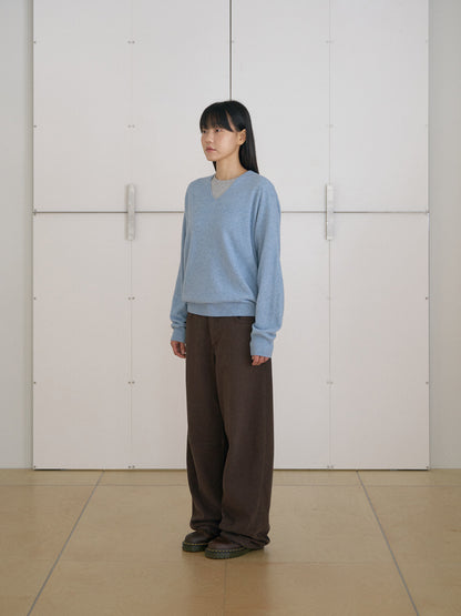 MARAN Cashmere Blend V-neck Pullover - Blue 商品画像19/21
