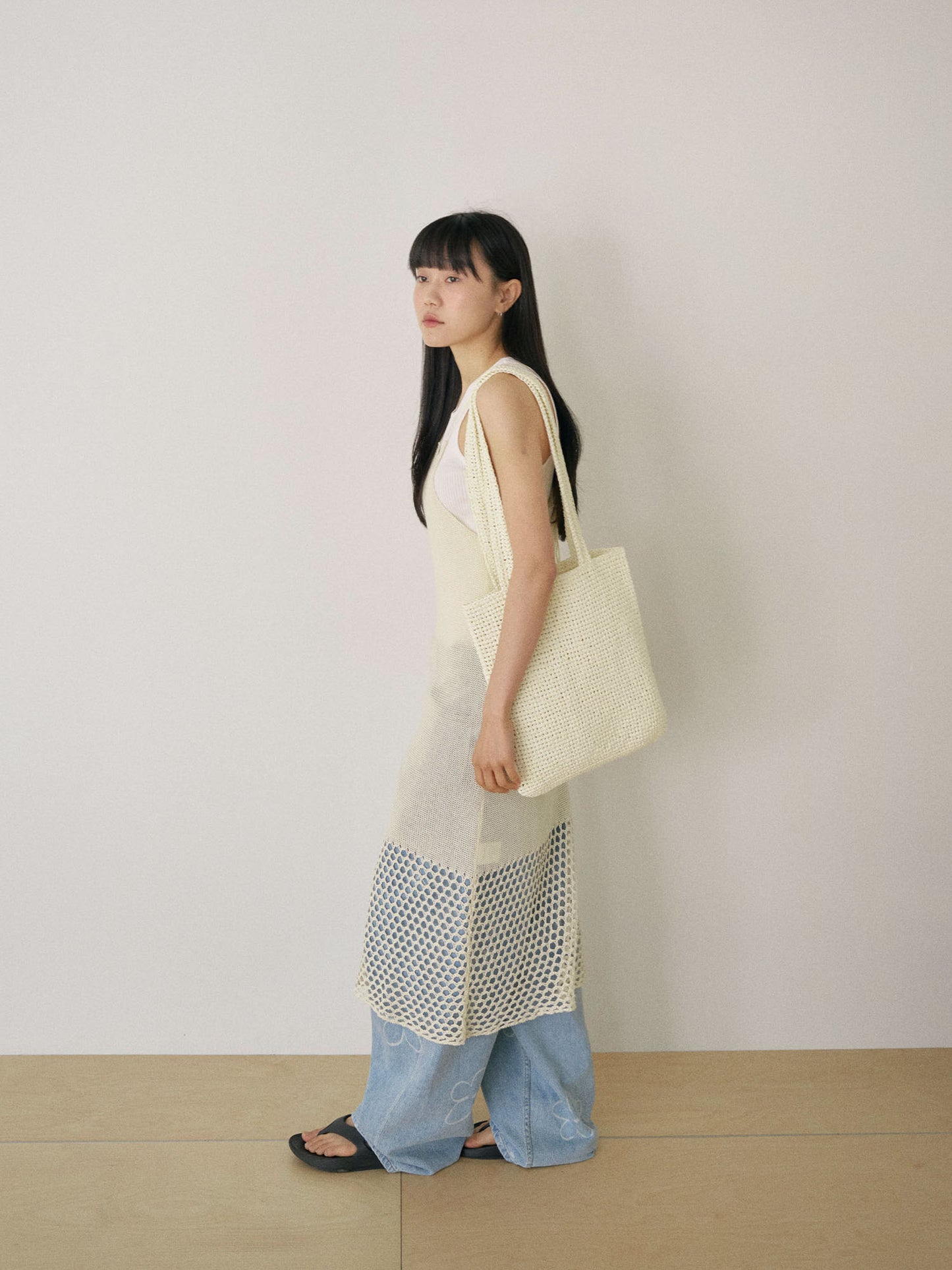 Handmade Paper Knit Bag - Ecru
