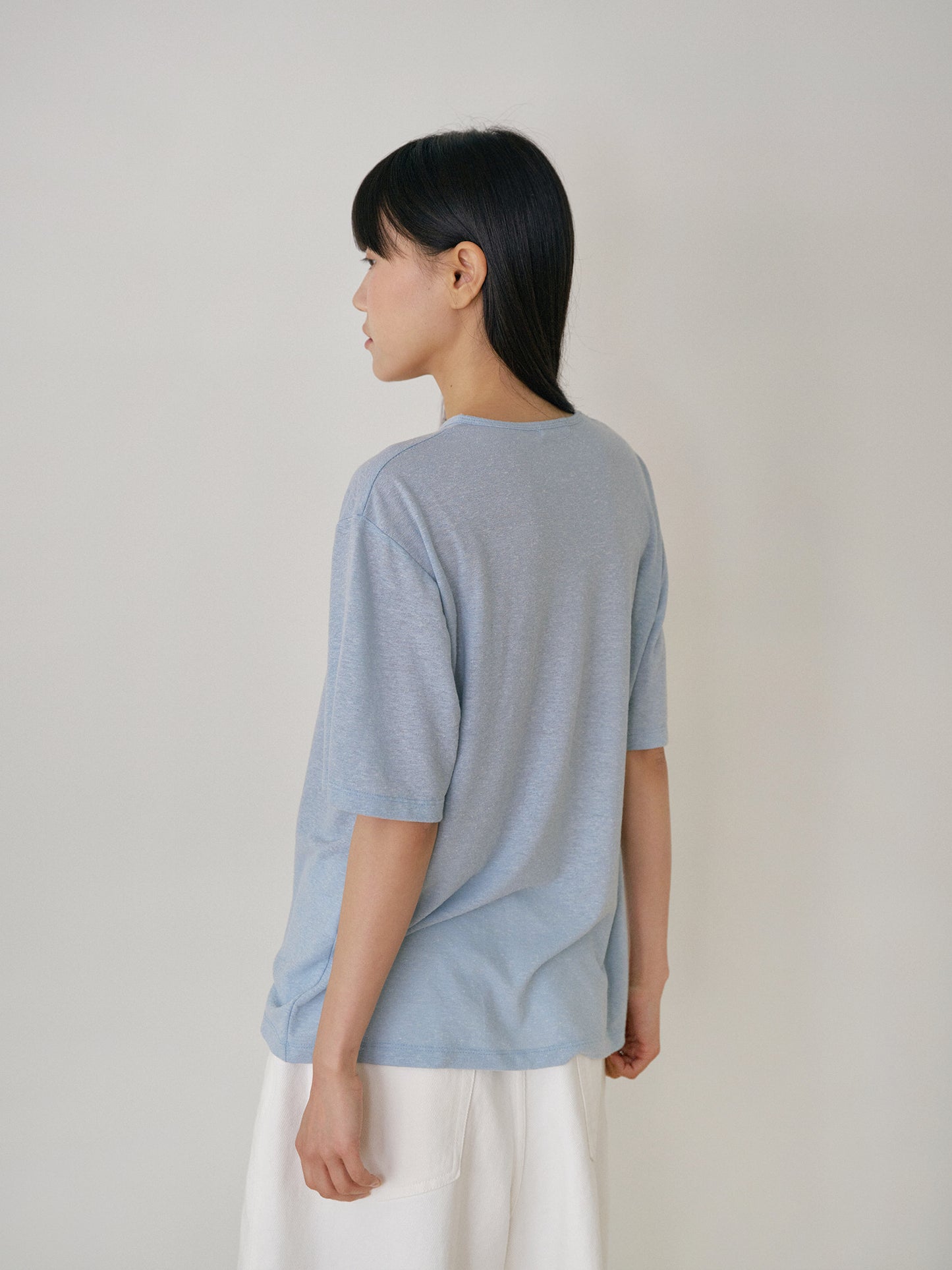 Linen Loose Short Sleeve - Blue