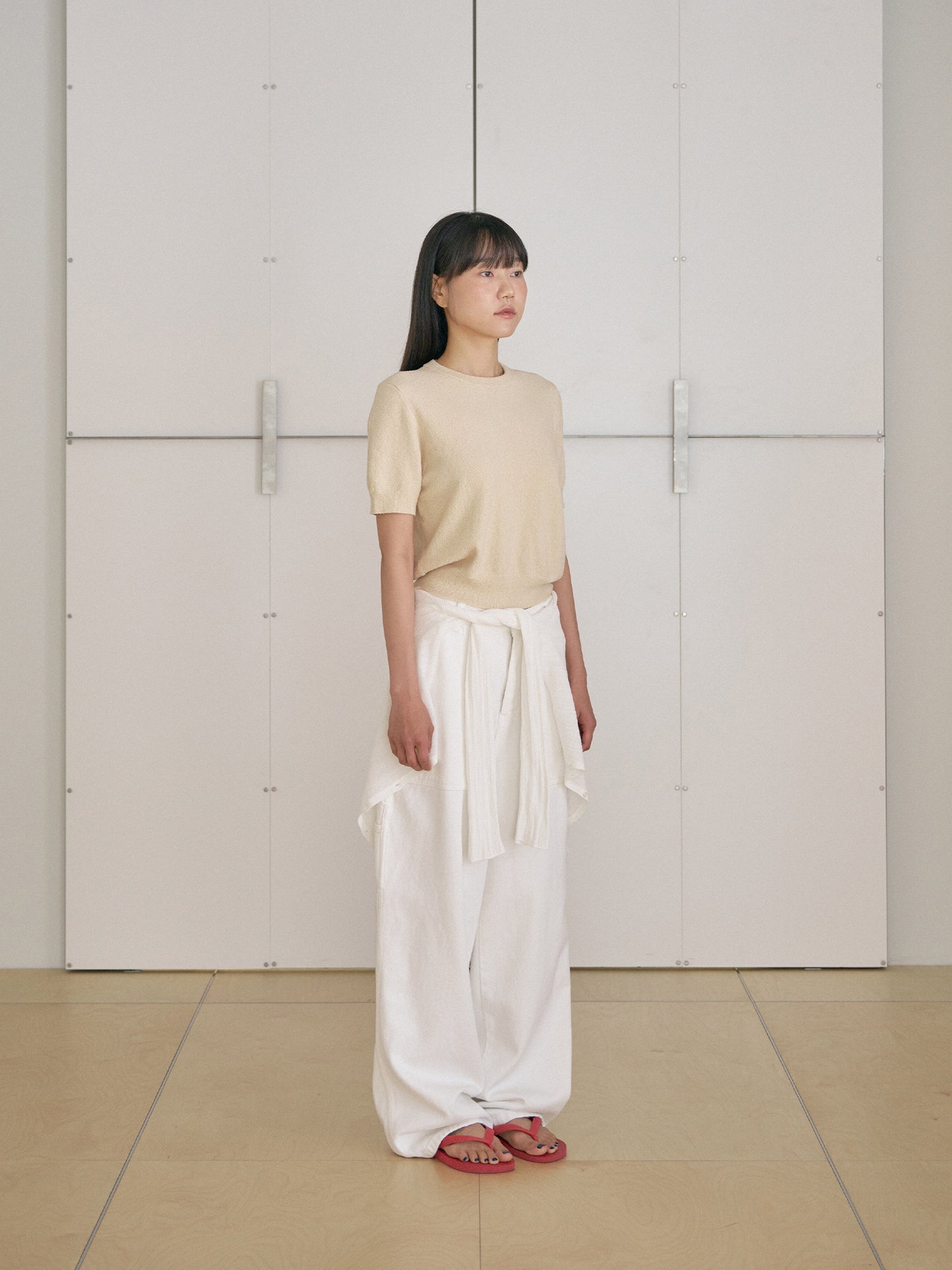 Boucle Round Half Sleeve - Beige
