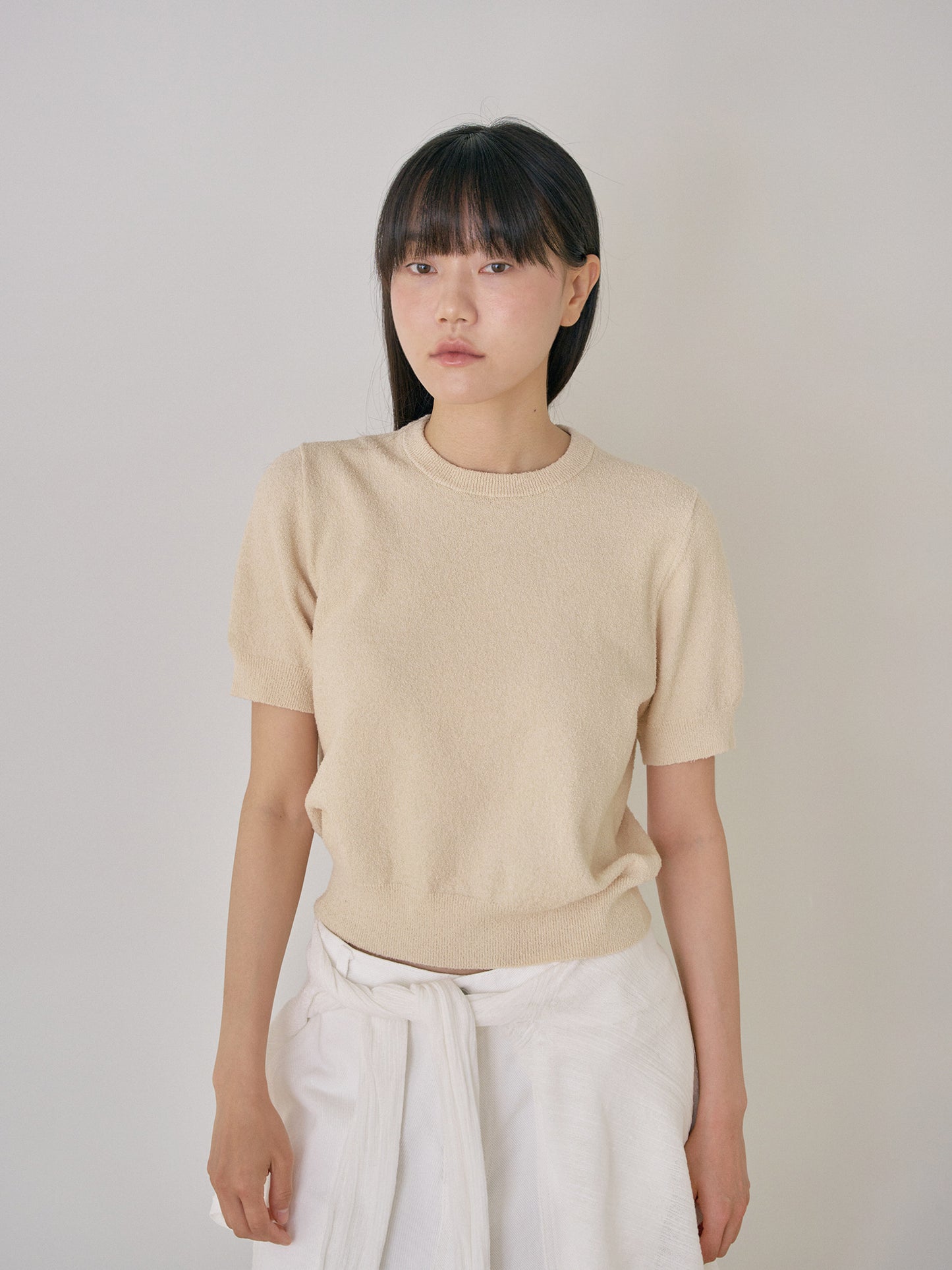 Boucle Round Half Sleeve - Beige