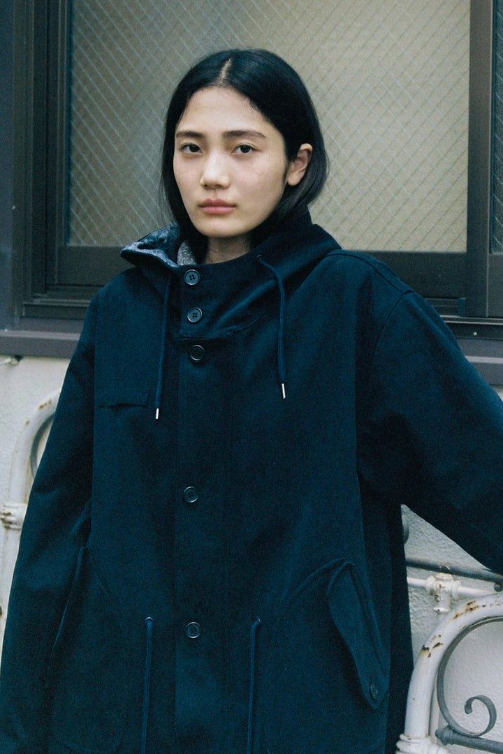 [9/21予約配送] VINTAGE FLORAL HOODED JACKET, NAVY