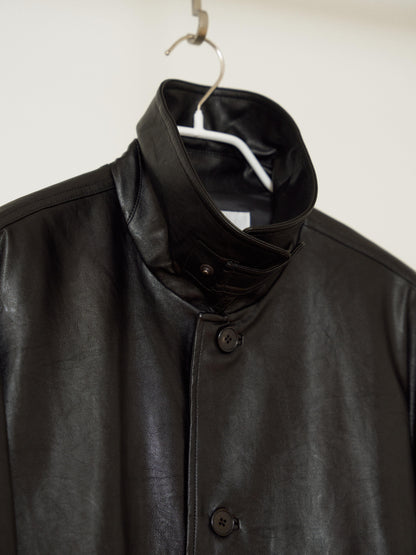 Standard Leather Half Coat - Black