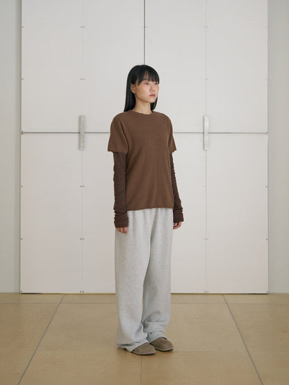 MARAN Cutoff Short Sleeve Pullover - Brown 商品画像17/21