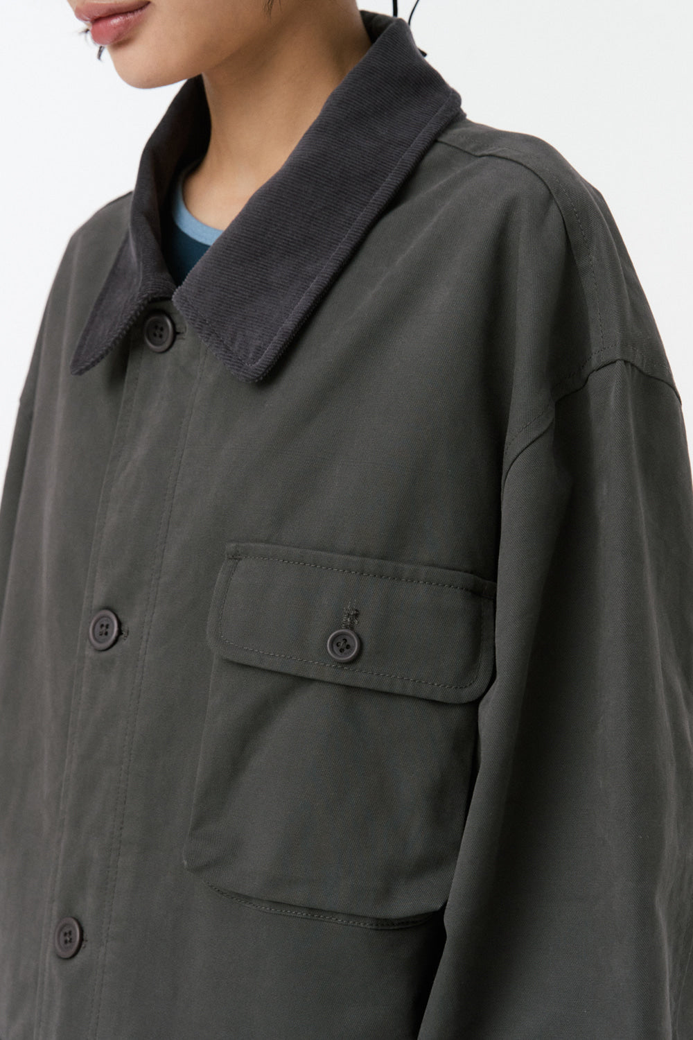 REVERSIBLE FLORAL COTTON JACKET, CHARCOAL