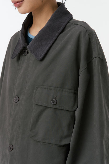 REVERSIBLE FLORAL COTTON JACKET, CHARCOAL