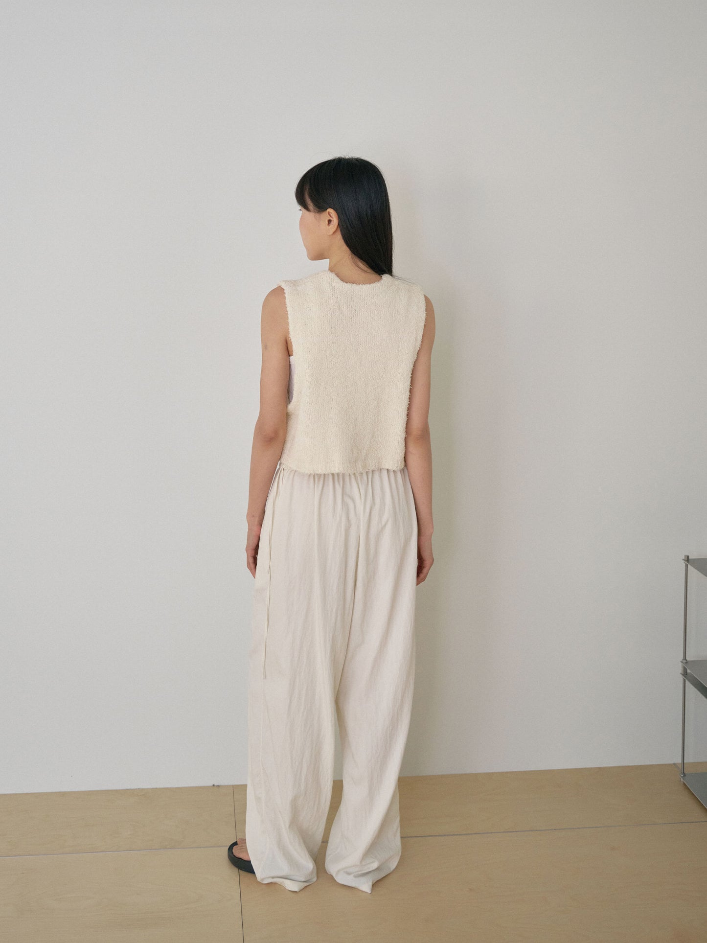 Sleeveless Button Cardigan - Beige