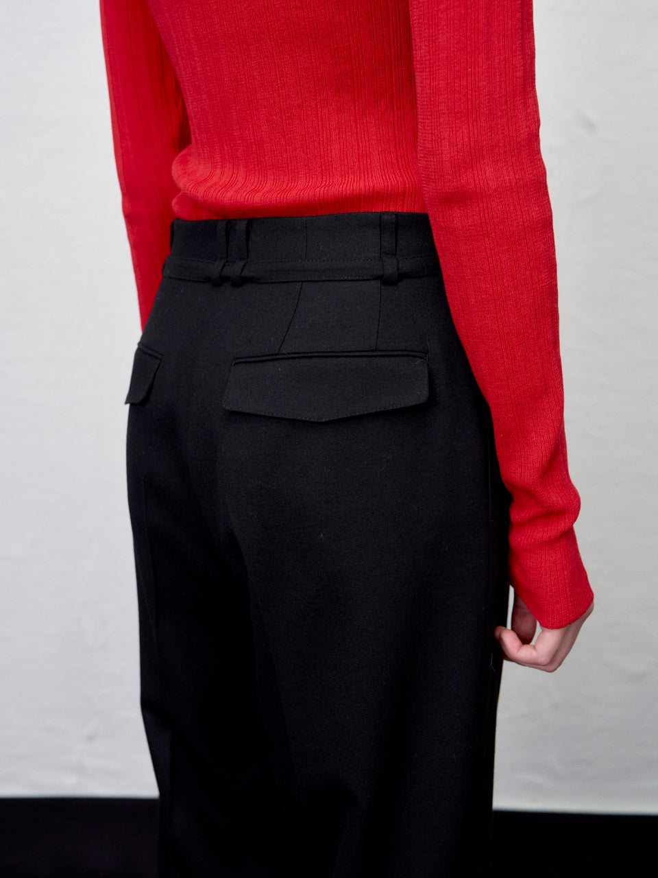 【ARIK. アリク AW】Caph belted tuck wide pants Black