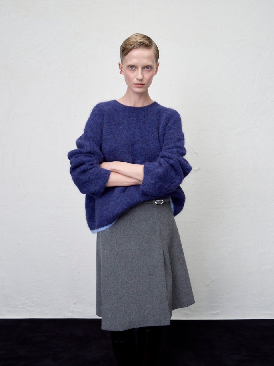 【ARIK. アリク AW】Shaula boxy alpaca knit jumper Violet Blue