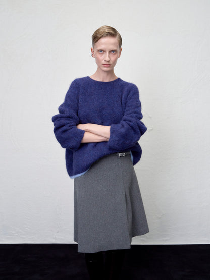 [ARIK. Arik AW] Shaula boxy alpaca knit jumper Violet Blue