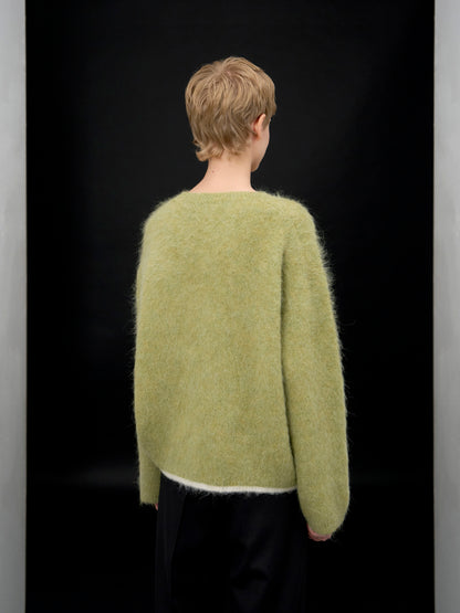 [ARIK. Arik AW] Shaula boxy alpaca knit jumper Moss Green