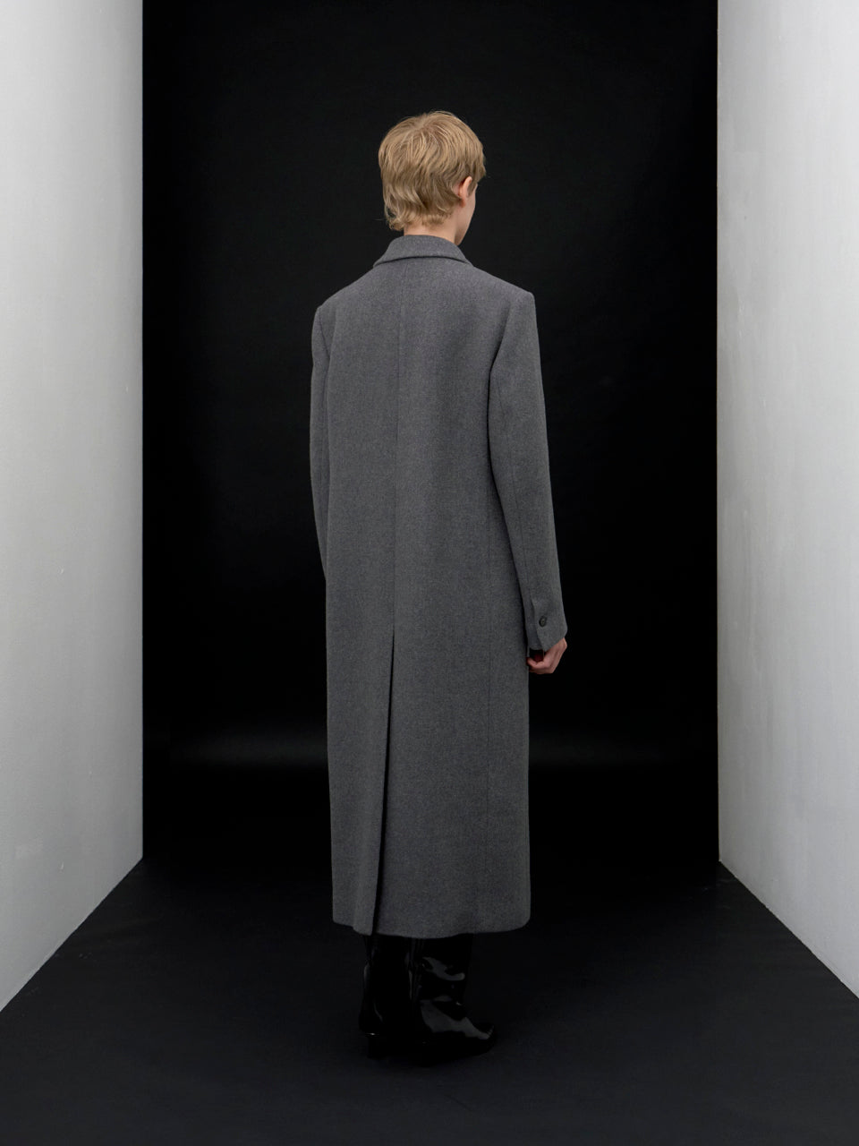 【ARIK. アリク AW】Libra tailored single breasted wool coat Melange Grey