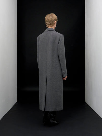 【ARIK. アリク AW】Libra tailored single breasted wool coat Melange Grey