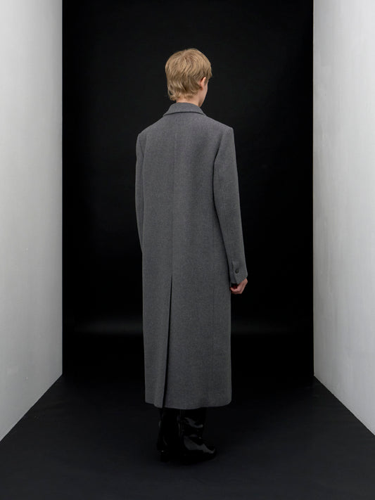 [ARIK. AW] Libra tailored single breasted wool coat Melange Gray