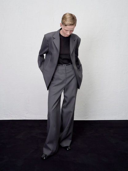 [ARIK. AW] Tarius twisted belted wide pants Gray