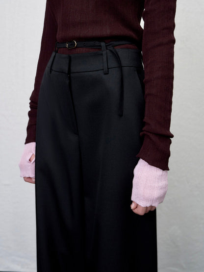 [ARIK. AW] Tarius twisted belted wide pants Black