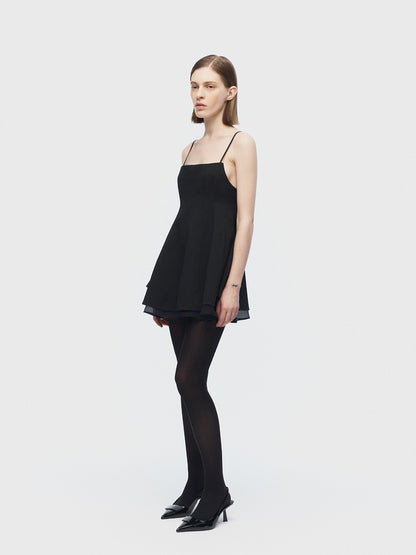 [ARIK.] [24SS] PISCES Layered panel sleeveless dress top Black