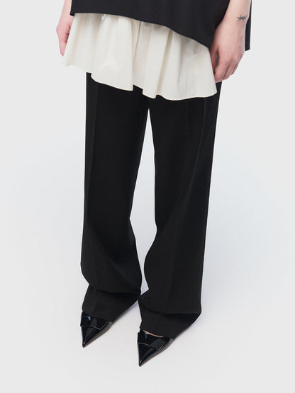 ARIK. [24SS] MIRACH layered straight pants Black