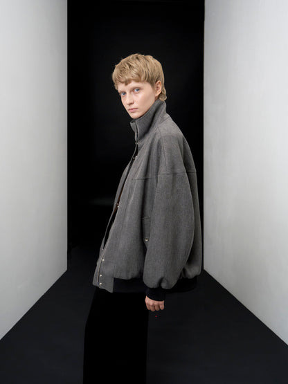 【ARIK. アリク AW】Segin oversized panel bomber jacket Melange Grey
