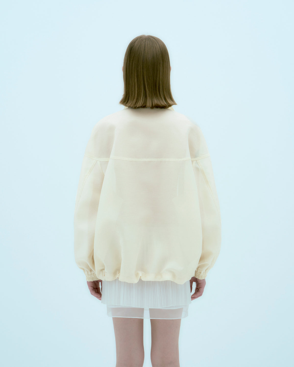 [ARIK.] [25SS] ELBA oversized sheer bomber jacket Butter Cream