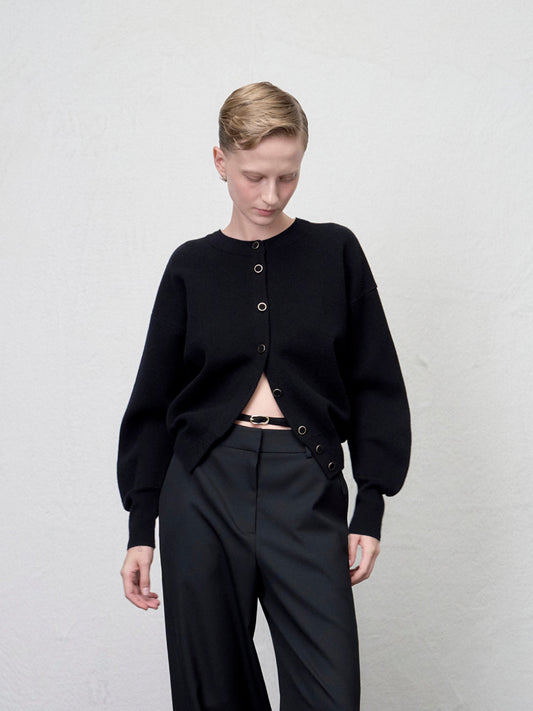 【ARIK. アリク AW】Asellus volume sleeve knit cardigan Black