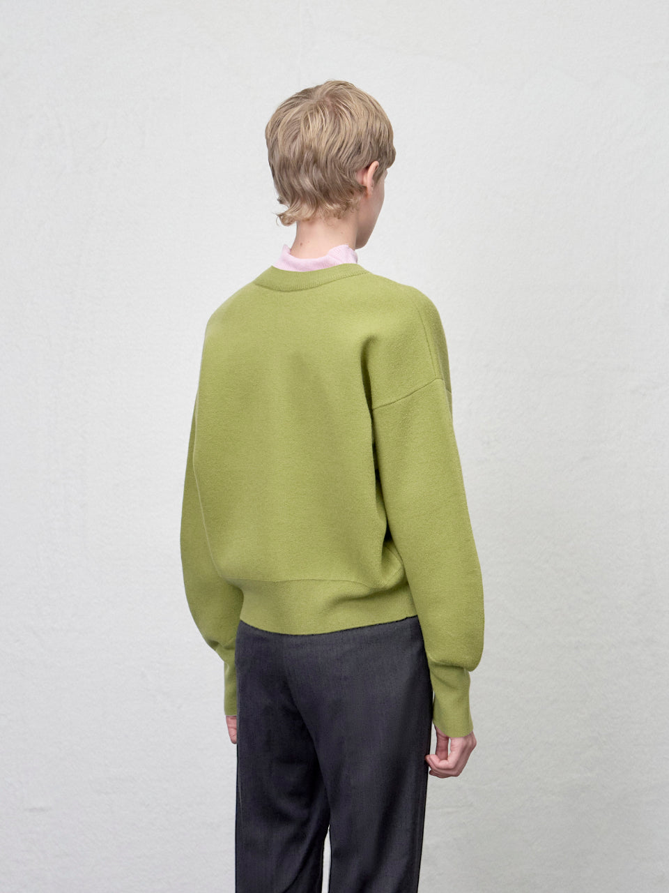 【ARIK. アリク AW】Asellus volume sleeve knit cardigan Pea Green