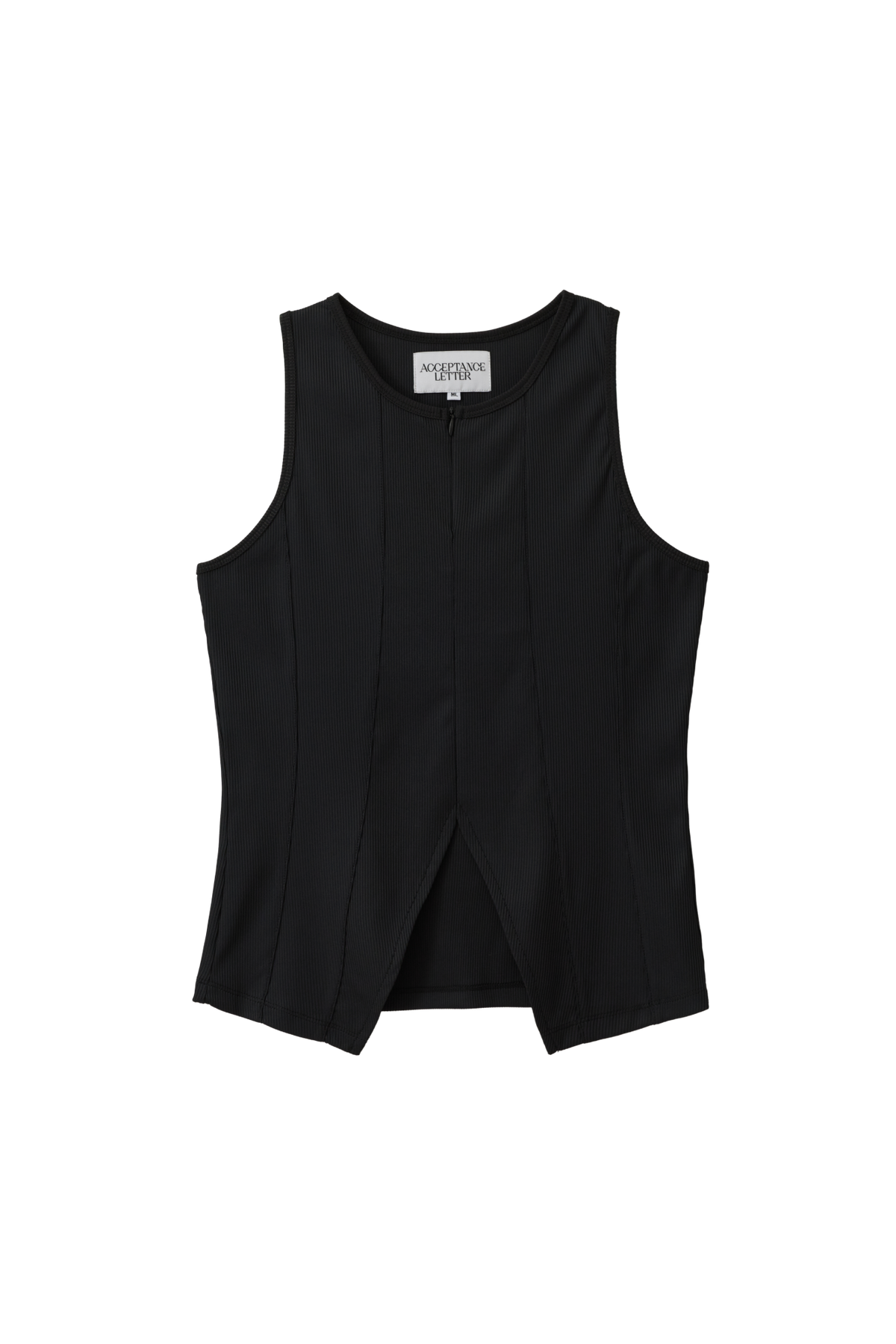 Zip-Up Tank Top - Sky Blue, Black