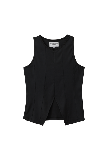 Zip-Up Tank Top - Sky Blue, Black