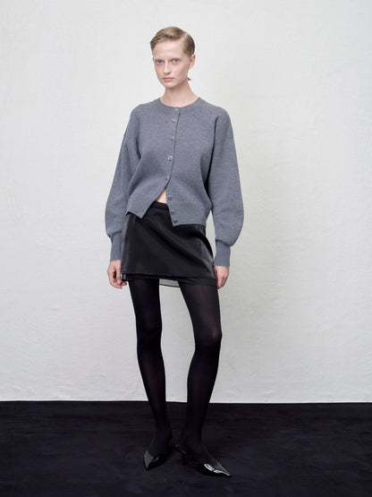 [ARIK. Arik AW] Asellus volume sleeve knit cardigan Melange Gray