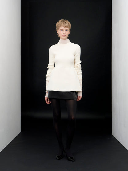 【ARIK. アリク AW】Ara panel flare knit top Cream