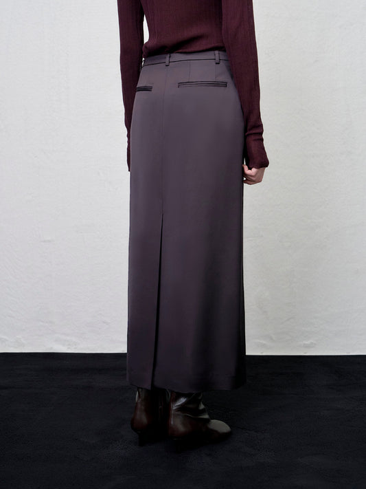 [ARIK. Arik AW] Lyra satin maxi skirt Plum Brown