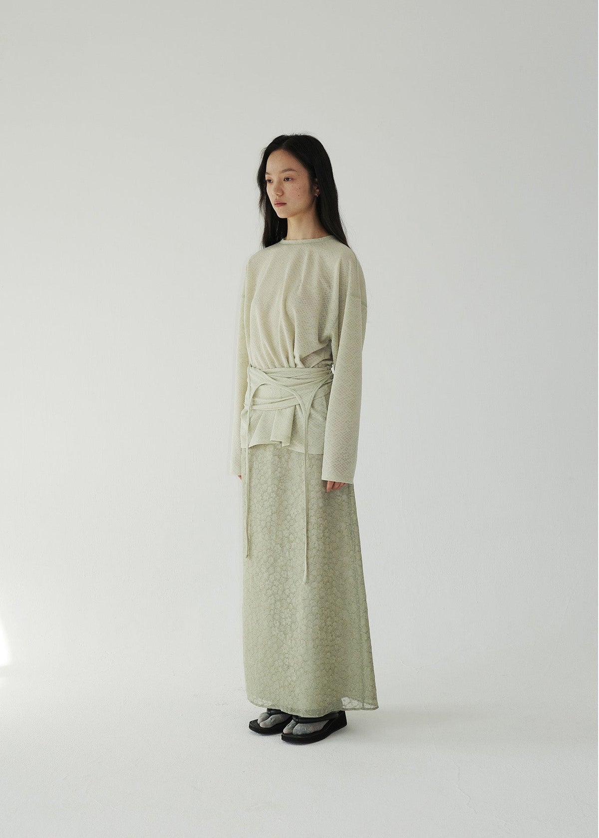LACE TOP SET -KHAKI