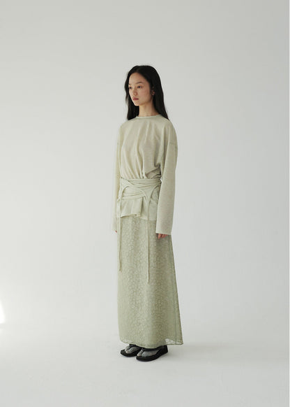 LACE TOP SET -KHAKI