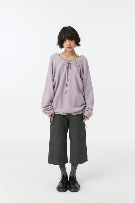 [9/28予約配送] VINTAGE DOT BUTTON CAPRI PANTS, CHARCOAL