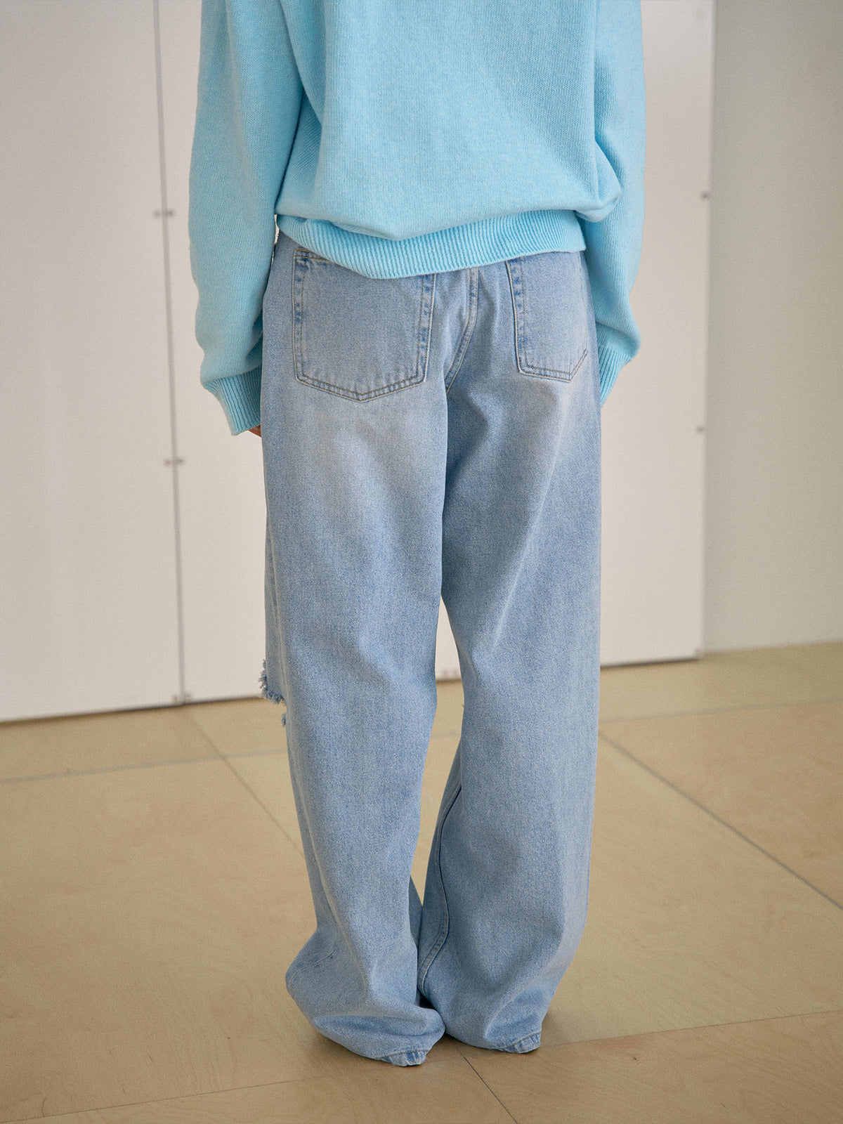 MARAN Knee Damage Denim Pants - Light Indigo 商品画像17/21