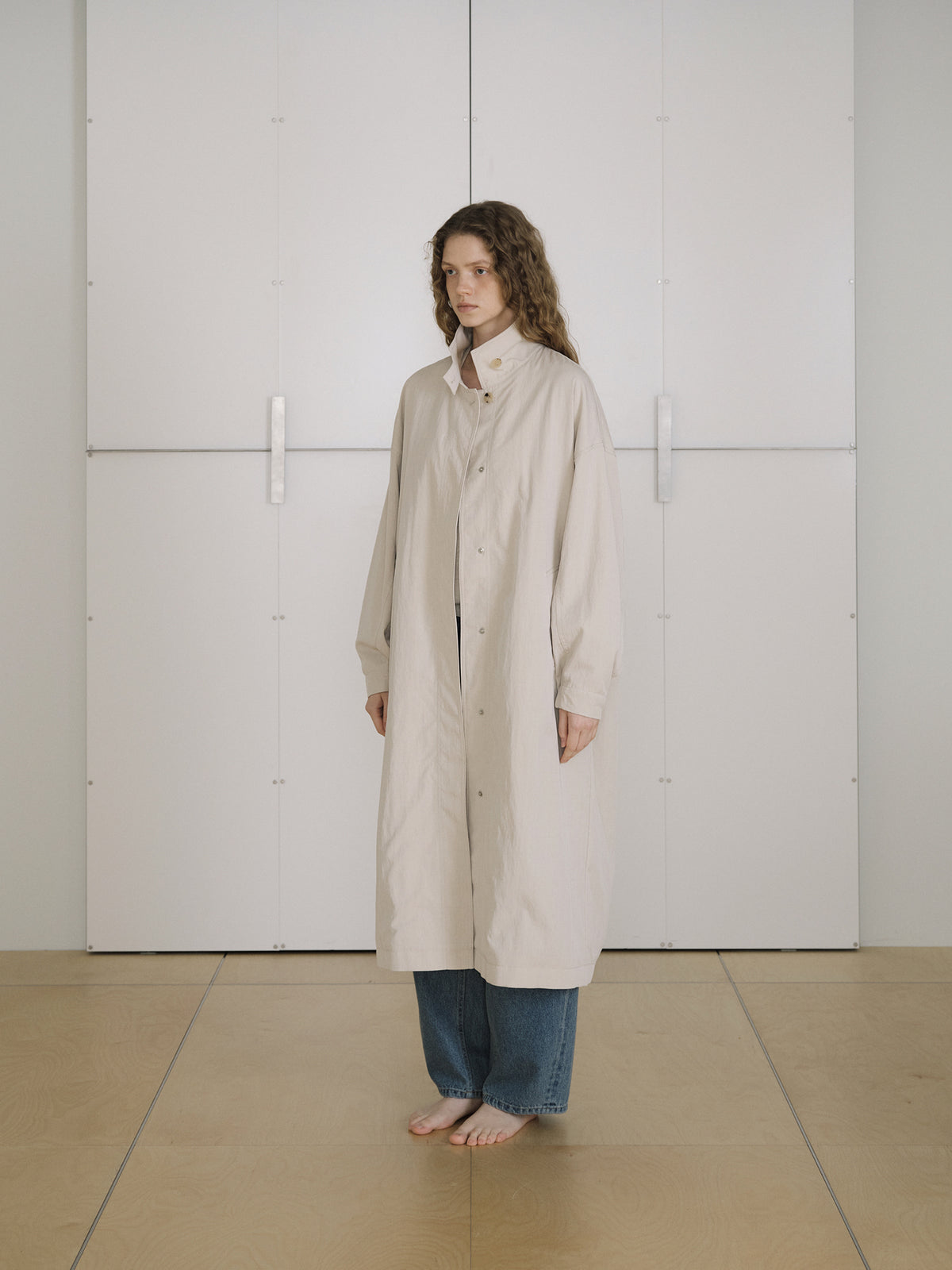 High Neck Trench Coat - Beige 7