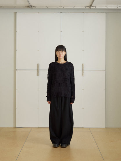 Mohair Punching Pullover - Black