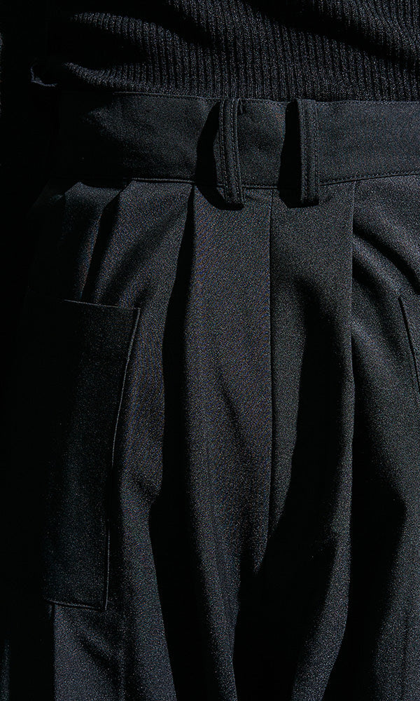 【Reculer レキュリー】Wide pleated pants Black