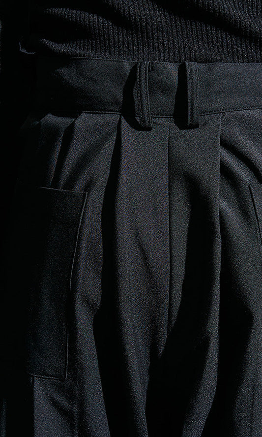 [Reculer] Wide pleated pants Black