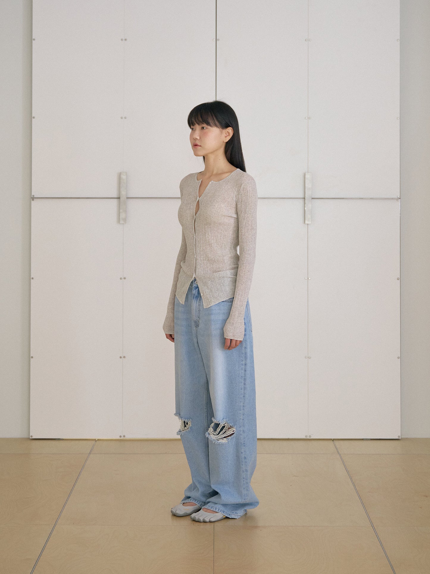 Multi Rib Cardigan - Gray