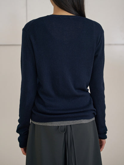 Henley Neck Pullover - Navy 11