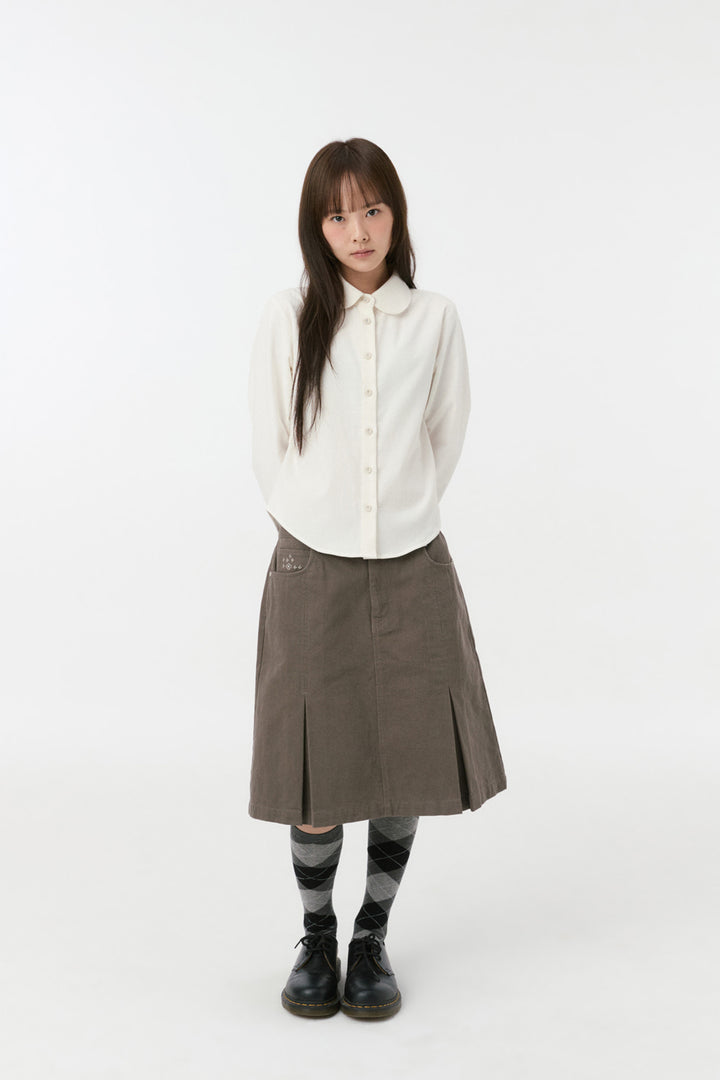 PATTERN MIX COLLAR SHIRT, CORDUROY