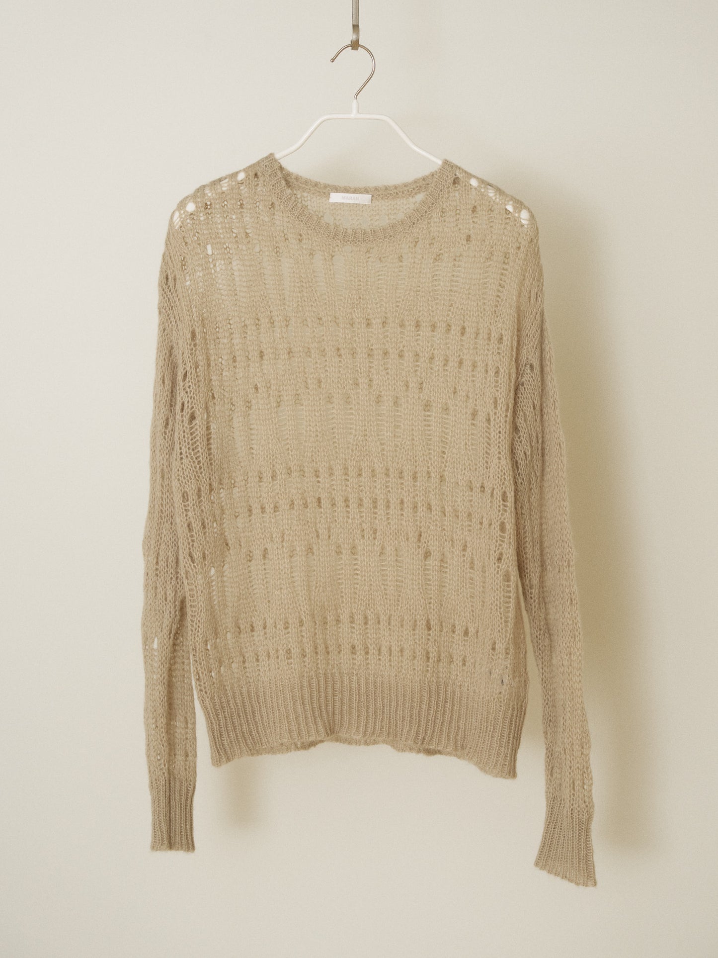 Mohair Punching Pullover-Ivory