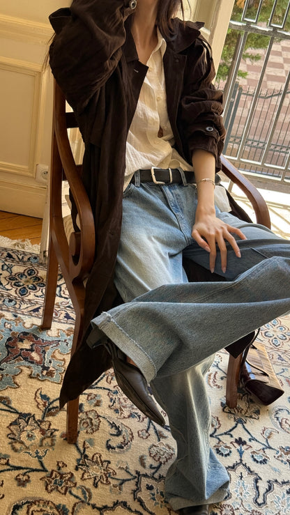 Suede Inkle Trench Coat