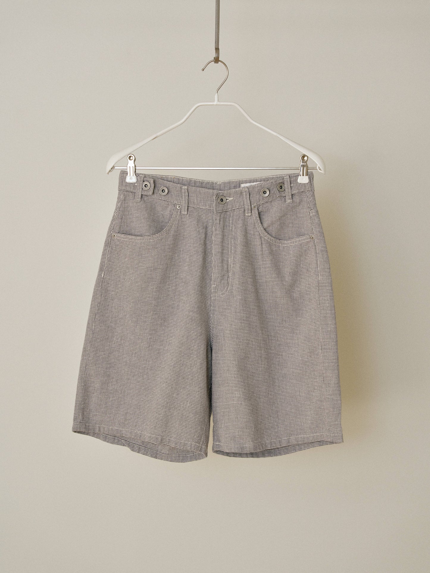 Linen Check Half Pants - Gray